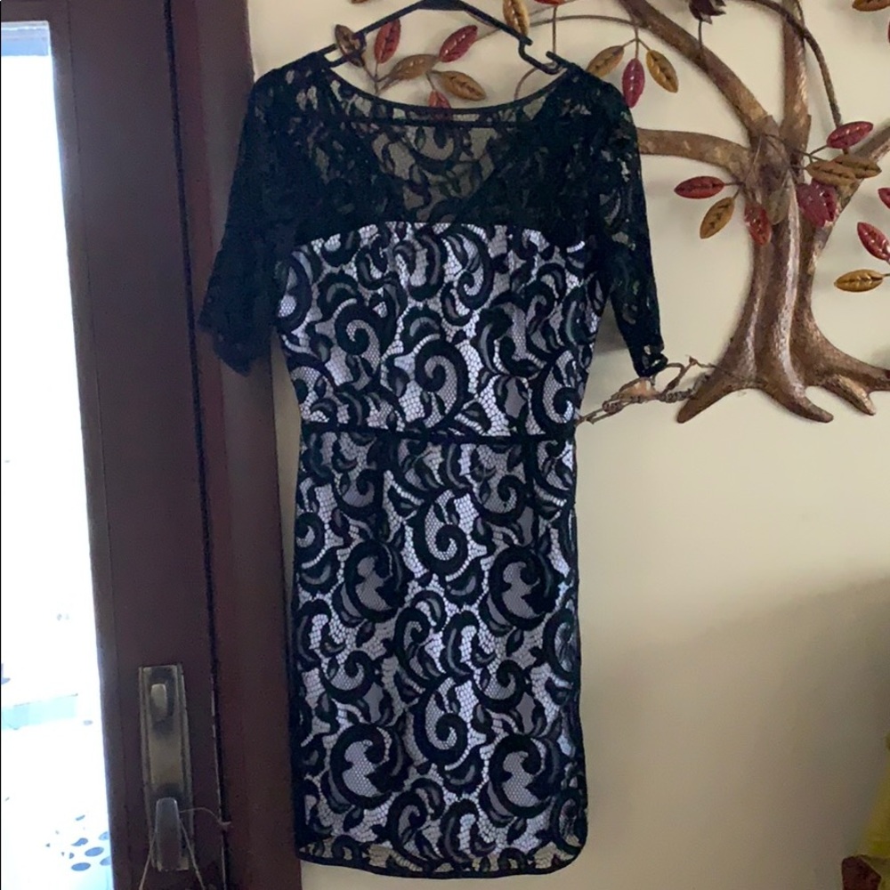 Black and white lace dress